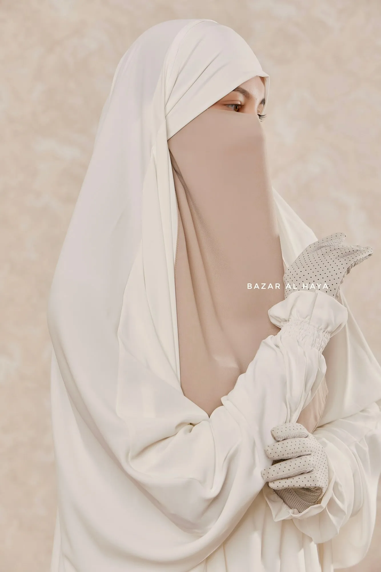 Creme Beige Single Half Niqab - Super Breathable Veil