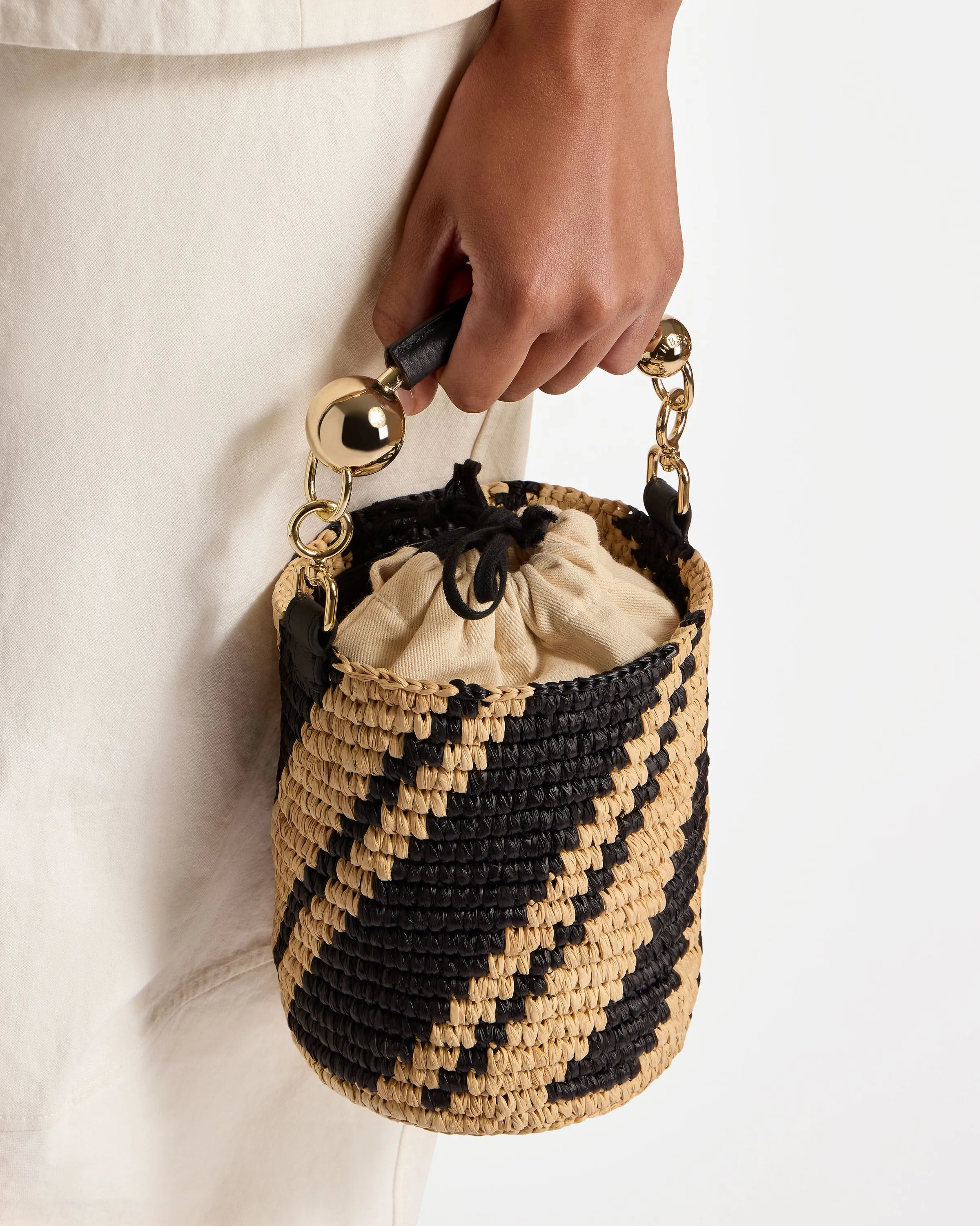 Crescent Basket - Raffia Black/Natural