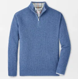 Crescent Waffle Quarter-Zip Sweater in Ocean Blue by Peter Millar