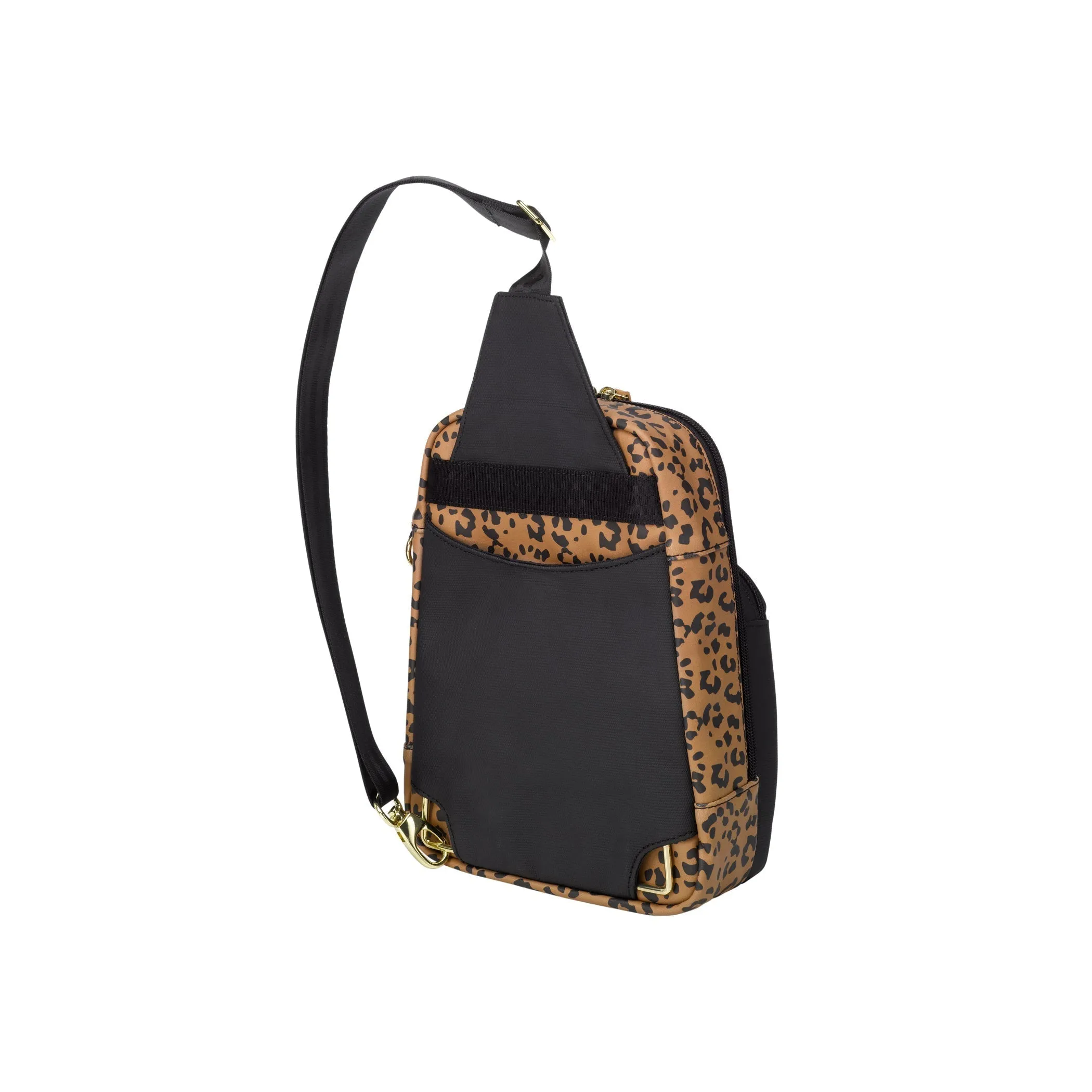 Criss-Cross Sling in Leopard Leatherette