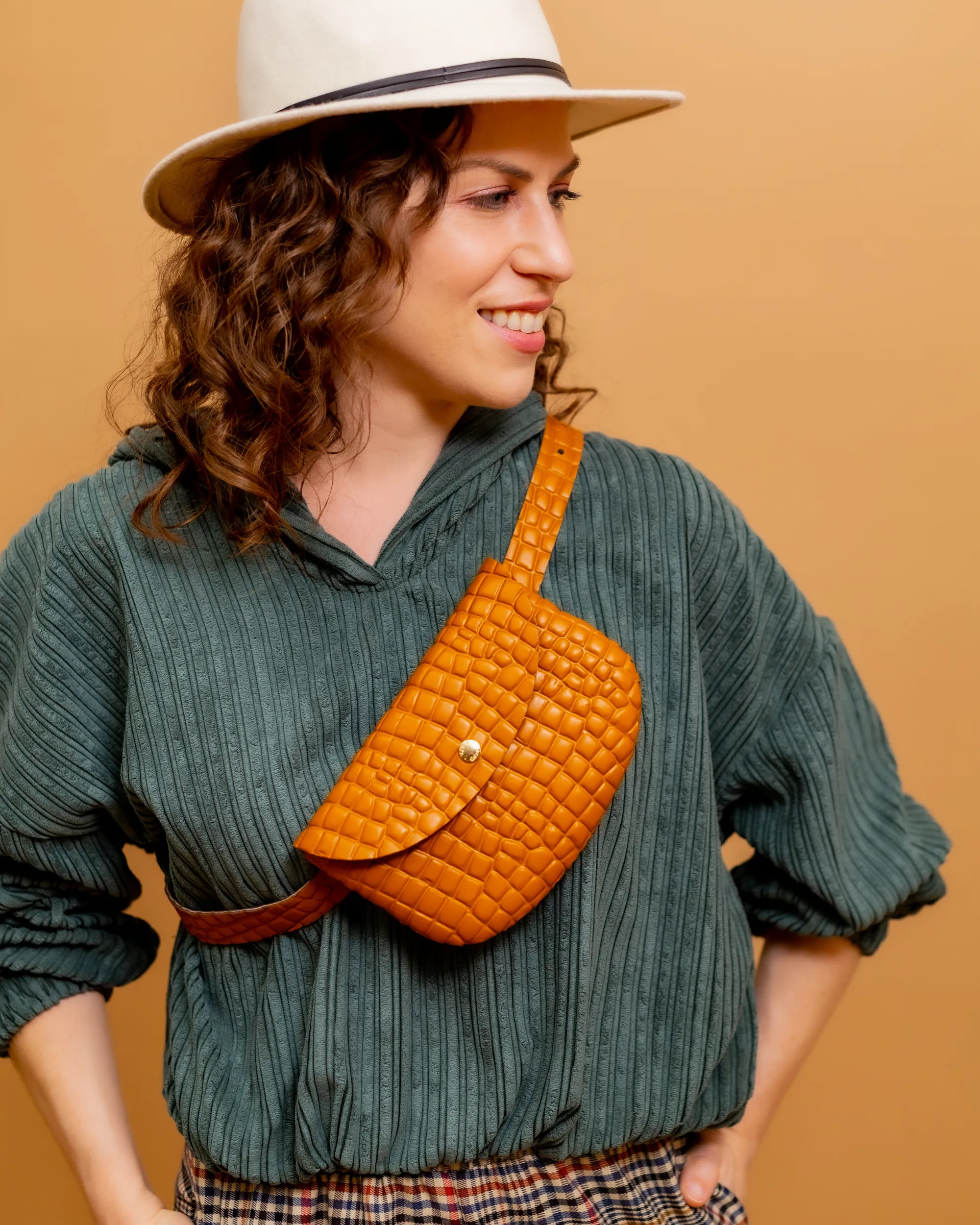 Croc Belt Bag | Camel