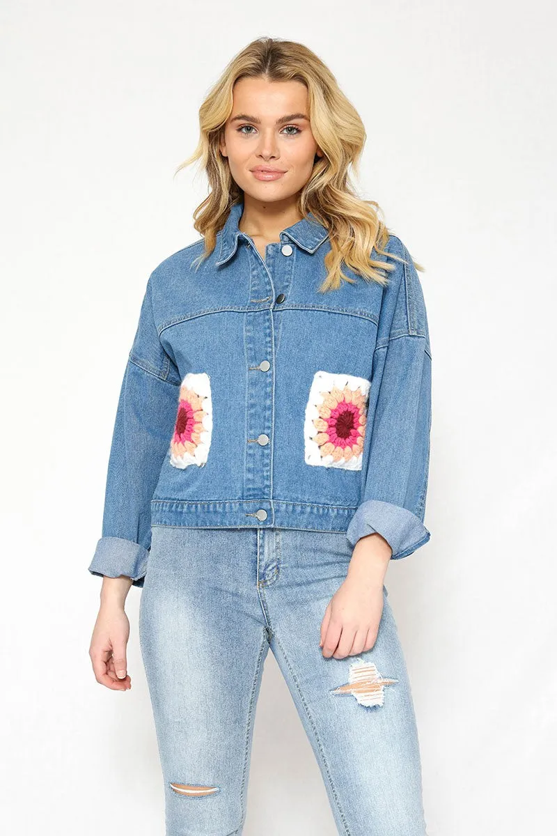 Crochet Pocket Denim Jacket