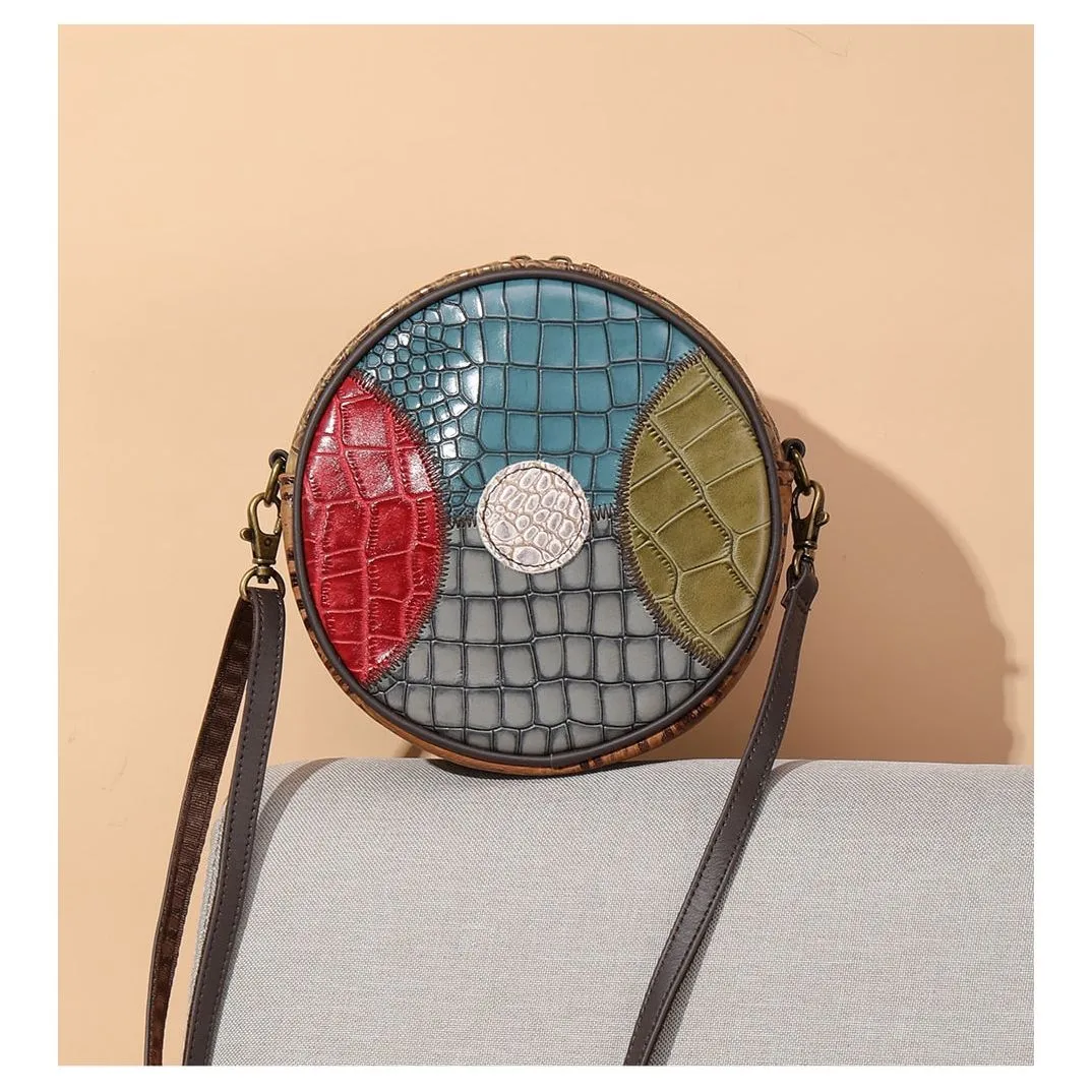 CrocLuxe Chic Leather Round Flap Mini Crossbody