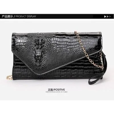 CrocoLuxe 3D Chain Shoulder Bag Clutch