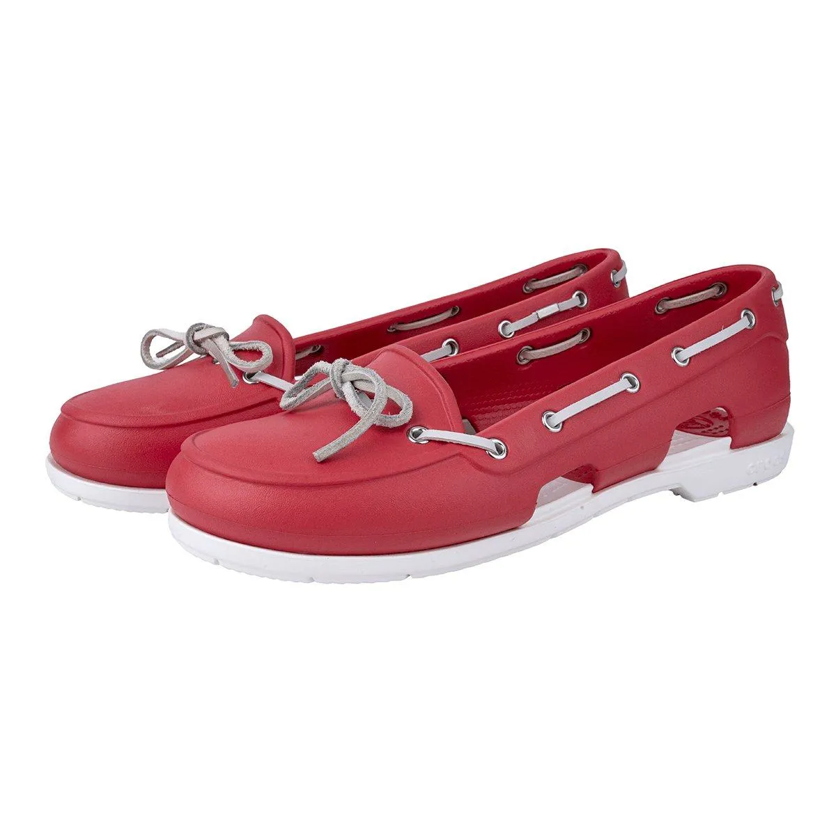 Crocs Beach Line Boat Lace Ups Rubber Red Colour For Women