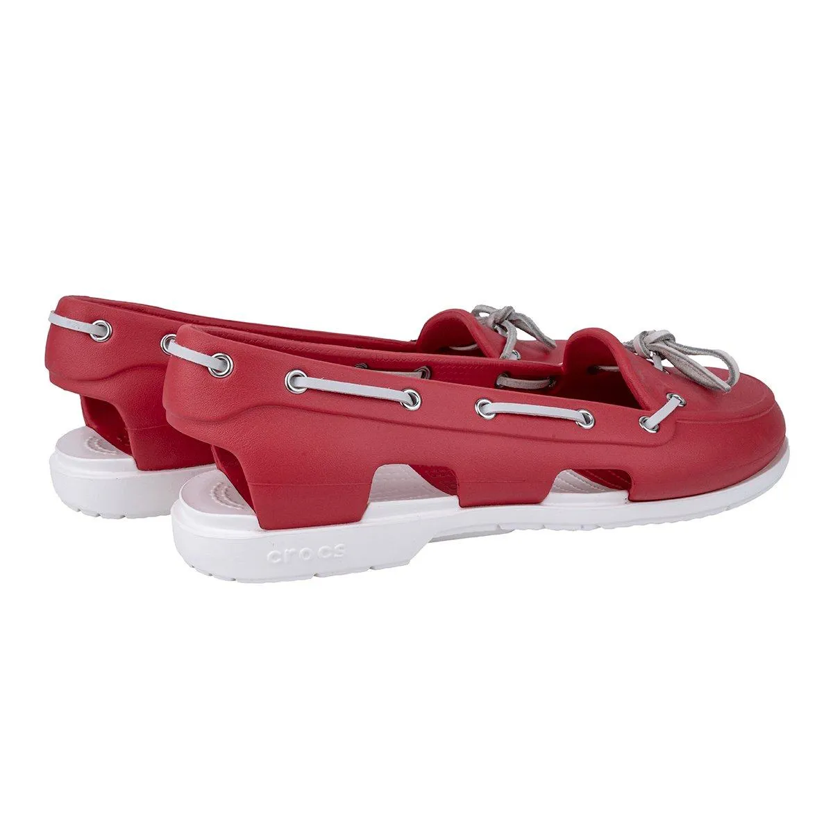 Crocs Beach Line Boat Lace Ups Rubber Red Colour For Women