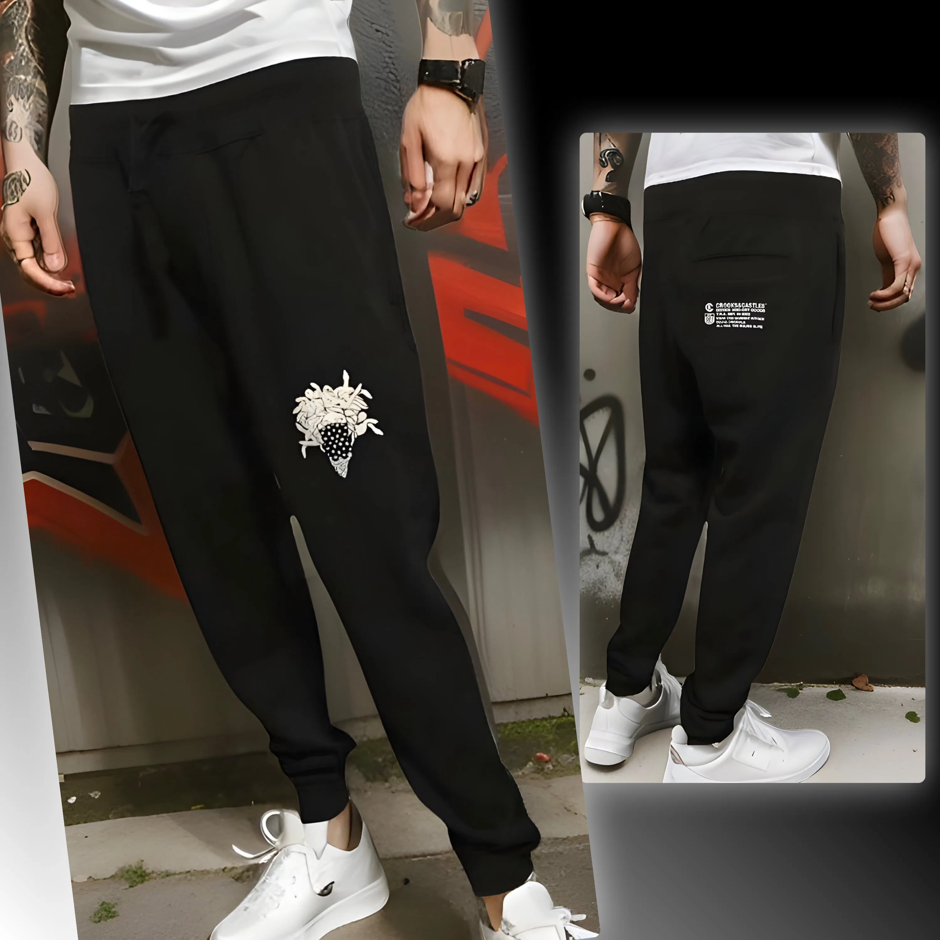 ^CROOKS & CASTLES^ (BLACK) ~BANDUSA~ JOGGER SWEATPANTS