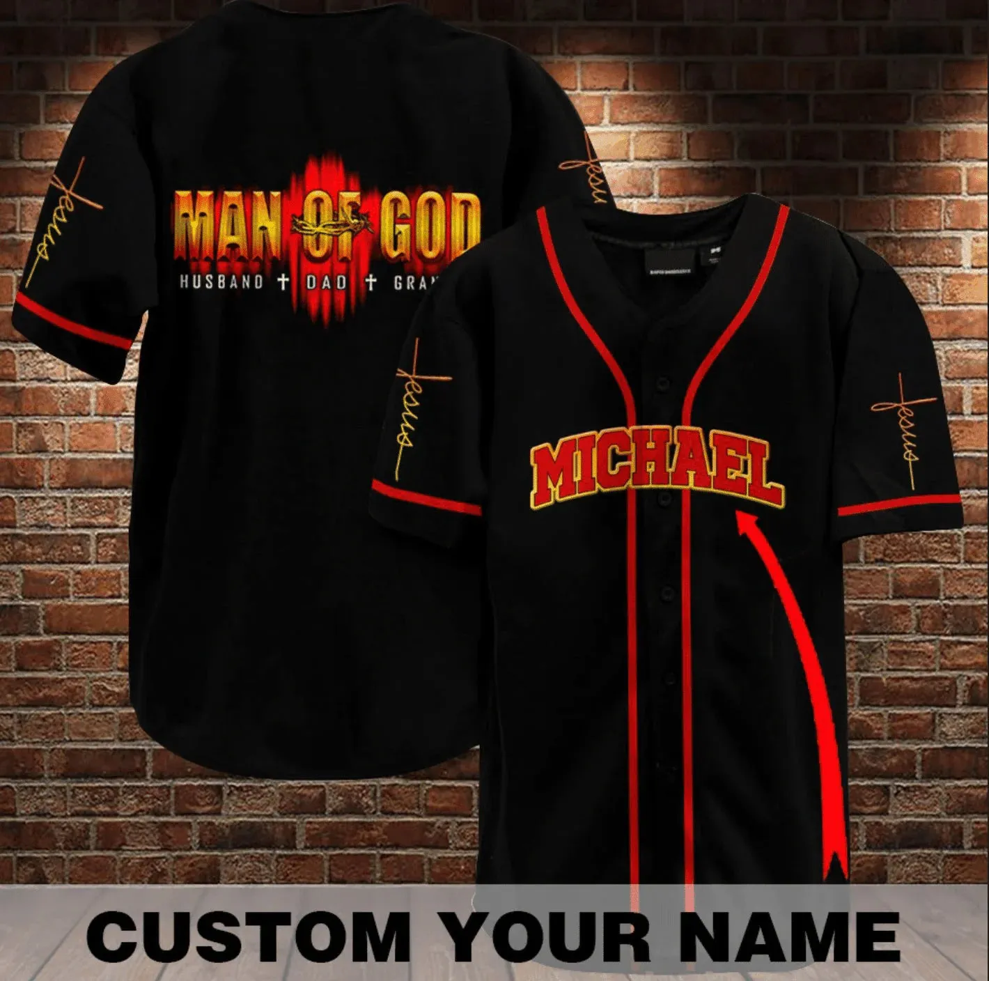 Cross Baseball Jersey - Man Of God Custom Printed 3D Baseball Jersey Shirt For Men Women - Gift For Christians