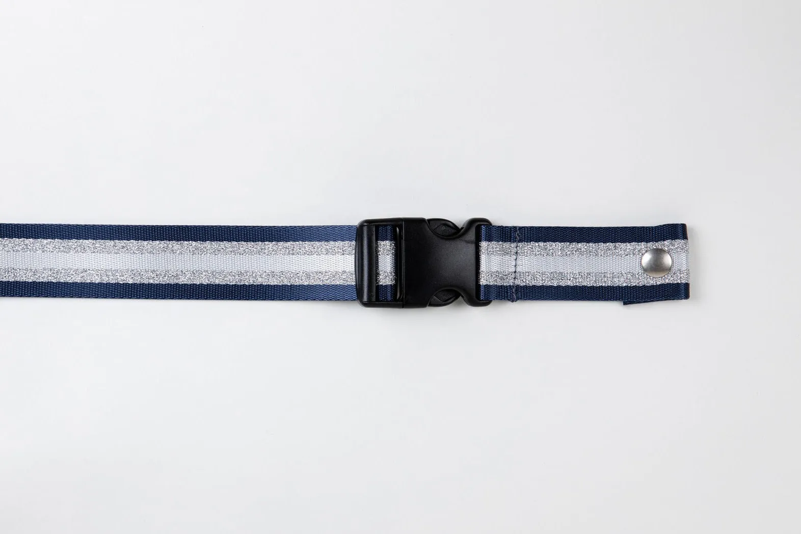 Crossbody/Fanny Pack Strap | Navy Silver Metallic Multi-Stripe