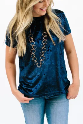 Crushed Velvet Tee: Navy