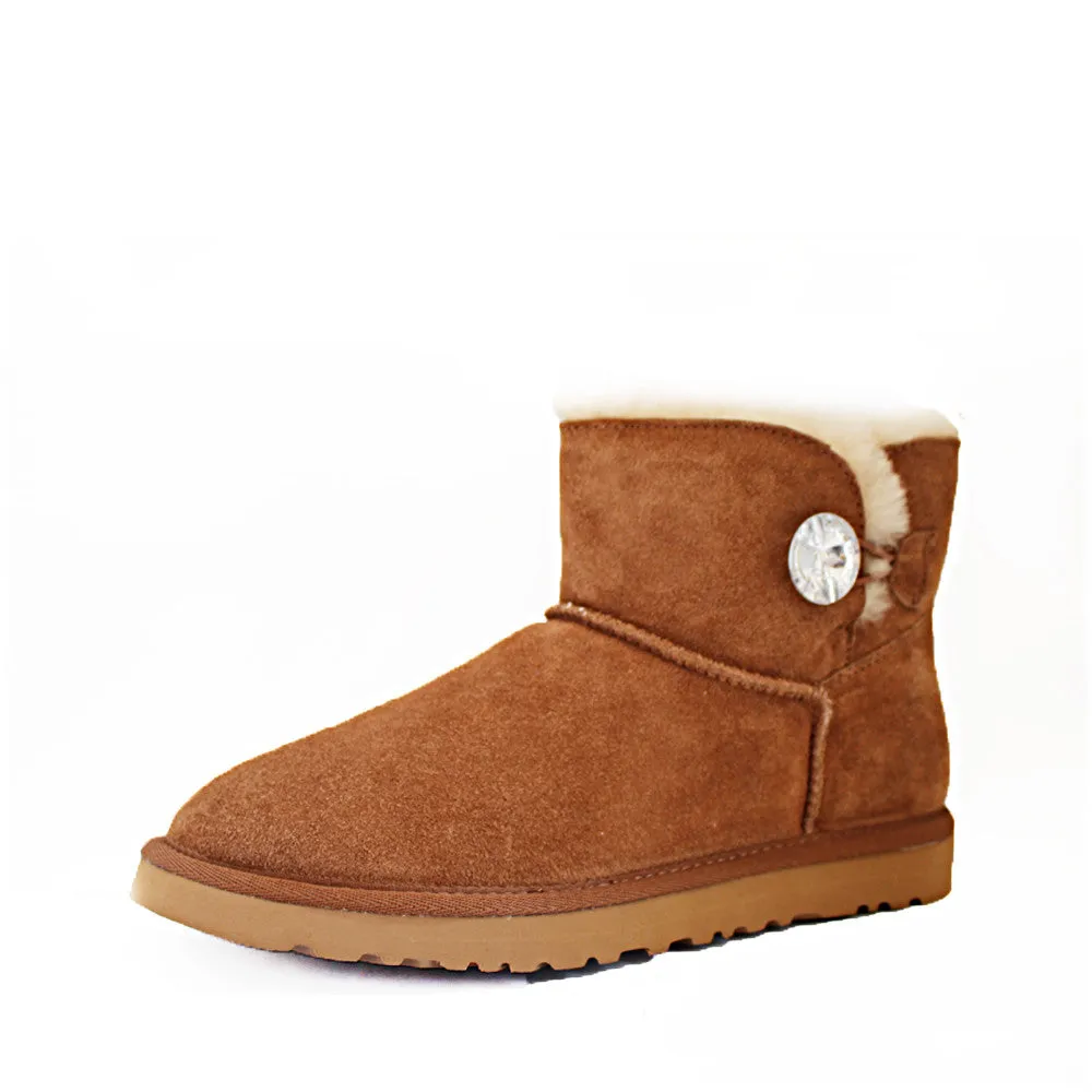 Crystal Button Ugg Boot - Chestnut