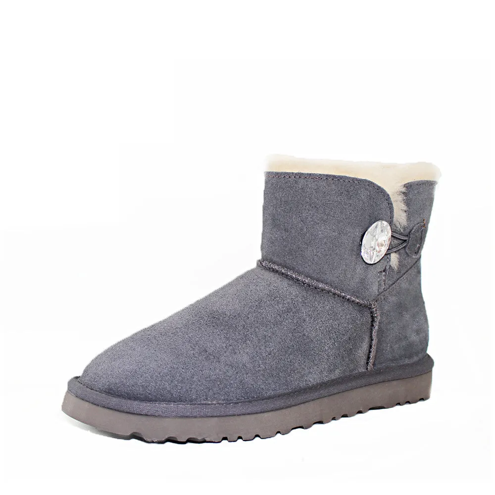 Crystal Button Ugg Boot - Grey