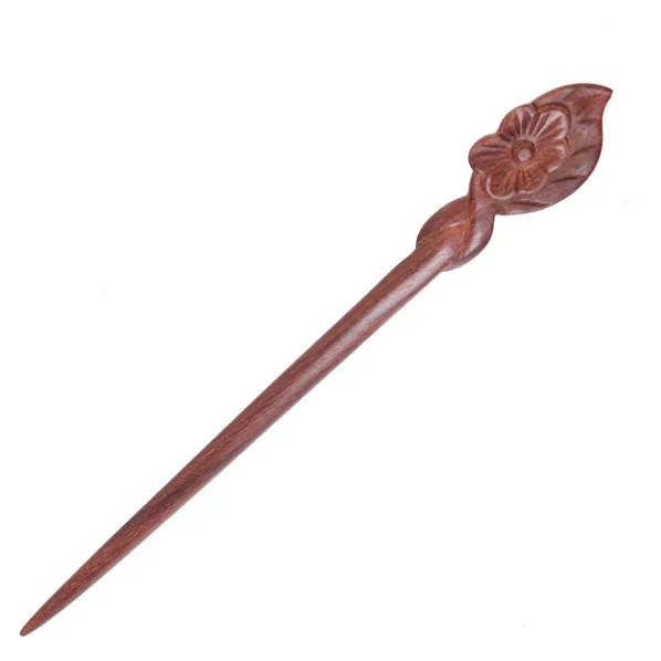 CrystalMood Handmade Carved Wood Hair Stick Cosmos