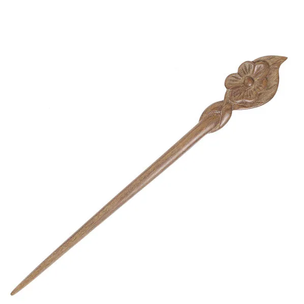 CrystalMood Handmade Carved Wood Hair Stick Cosmos