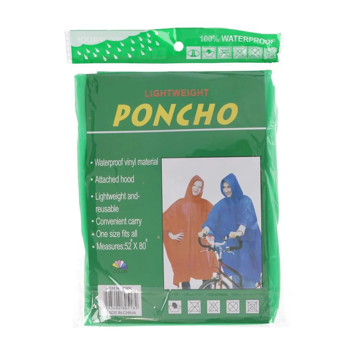 CTM® Adult Reusable Waterproof Long Rain Poncho