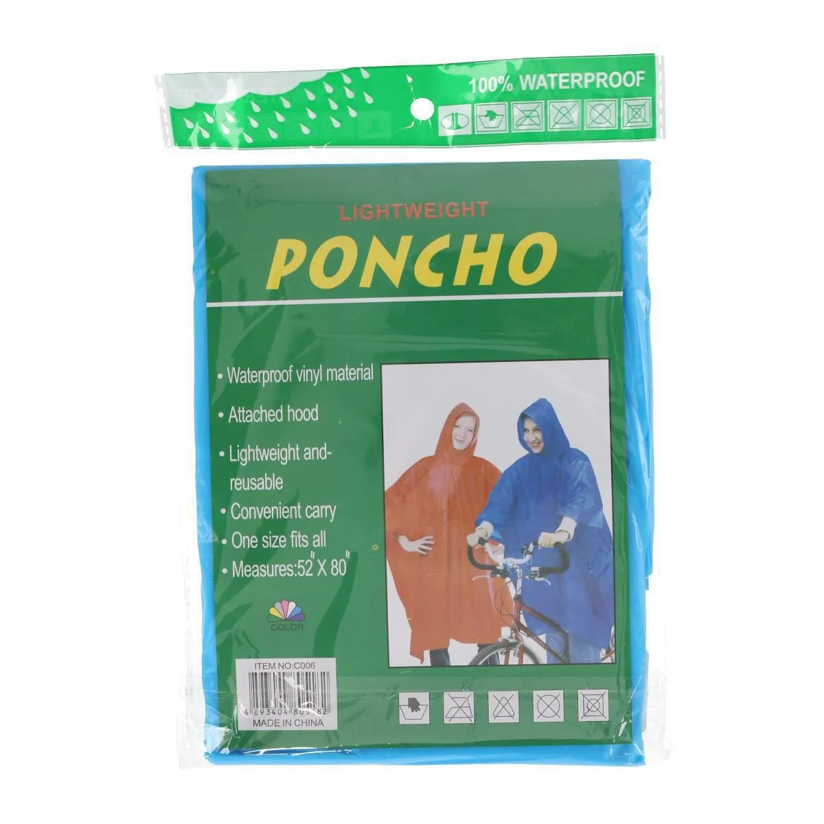 CTM® Adult Reusable Waterproof Long Rain Poncho