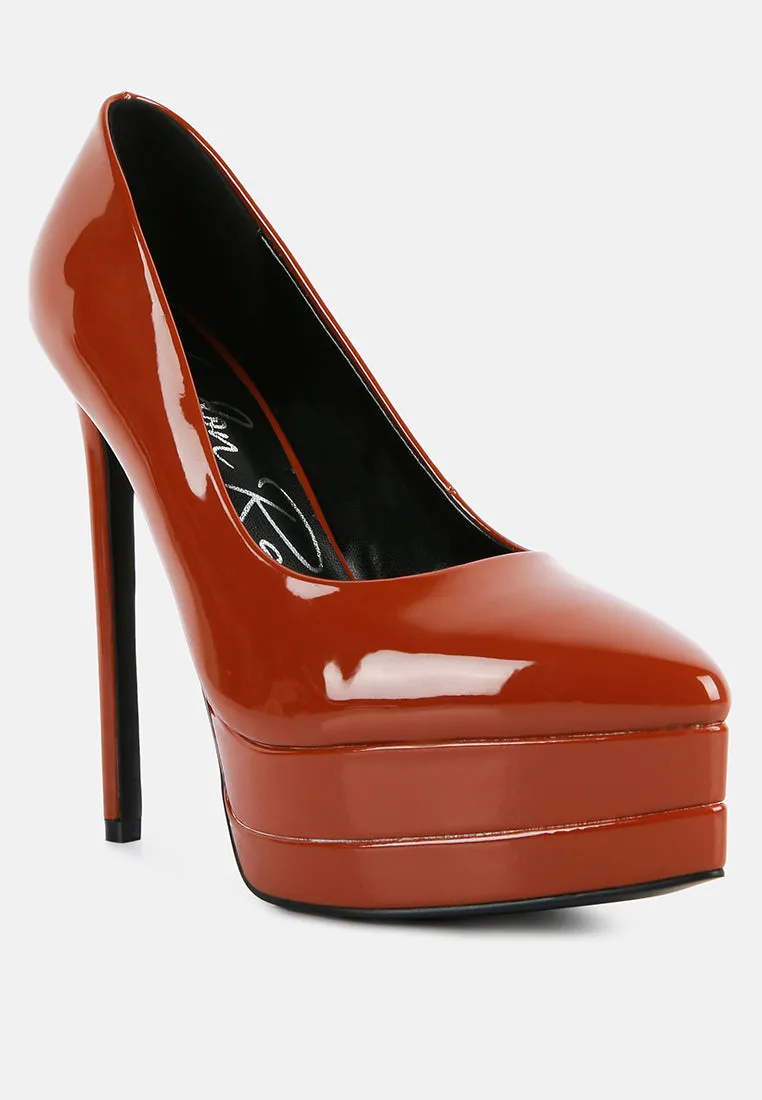 Cuddles Patent Faux Leather Platform Stiletto Pumps