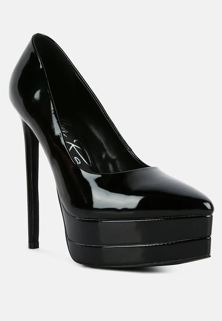 Cuddles Patent Faux Leather Platform Stiletto Pumps