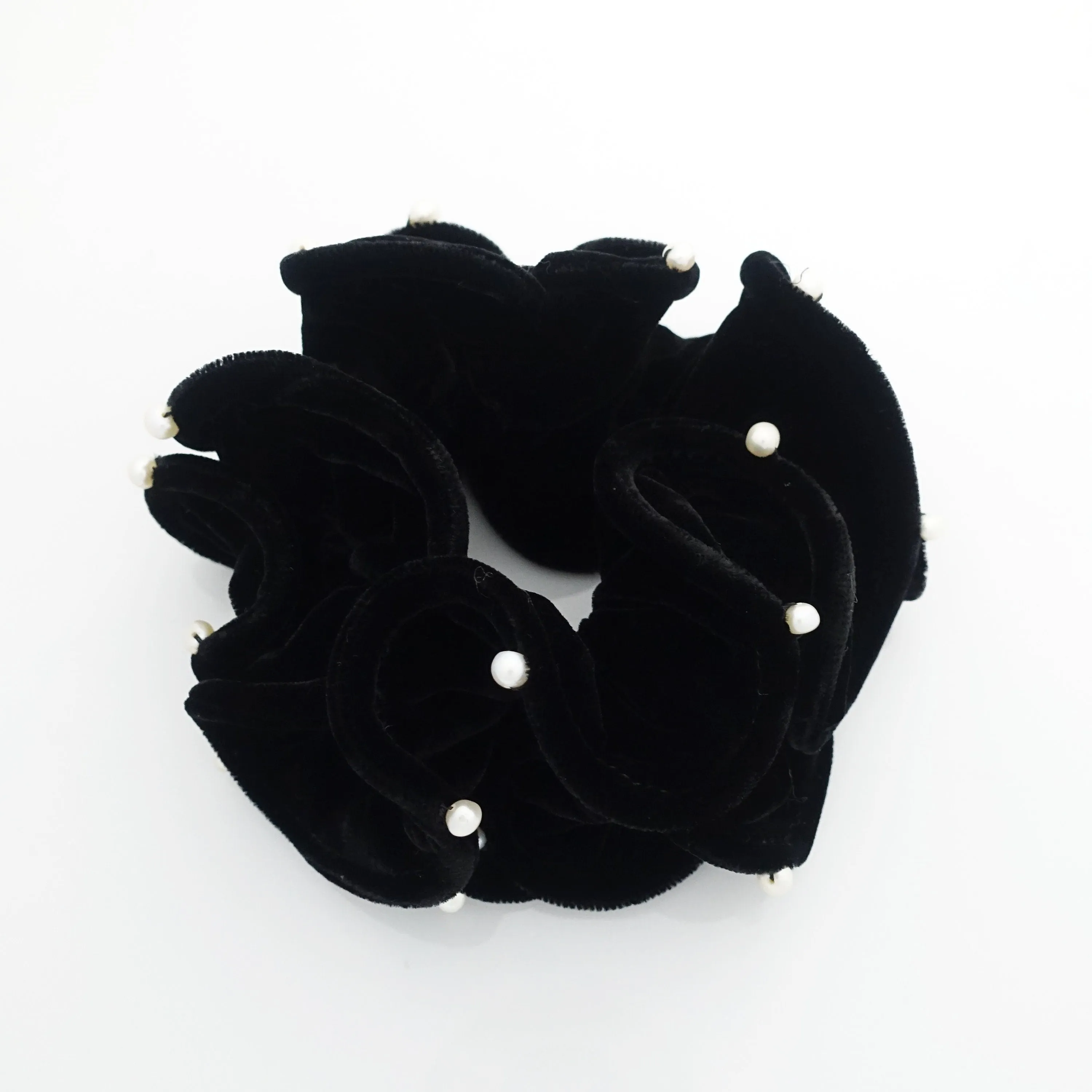 cultivated pearl silk velvet scrunchies soft luxury style hair scrunchy black hair elastic women hair accessory