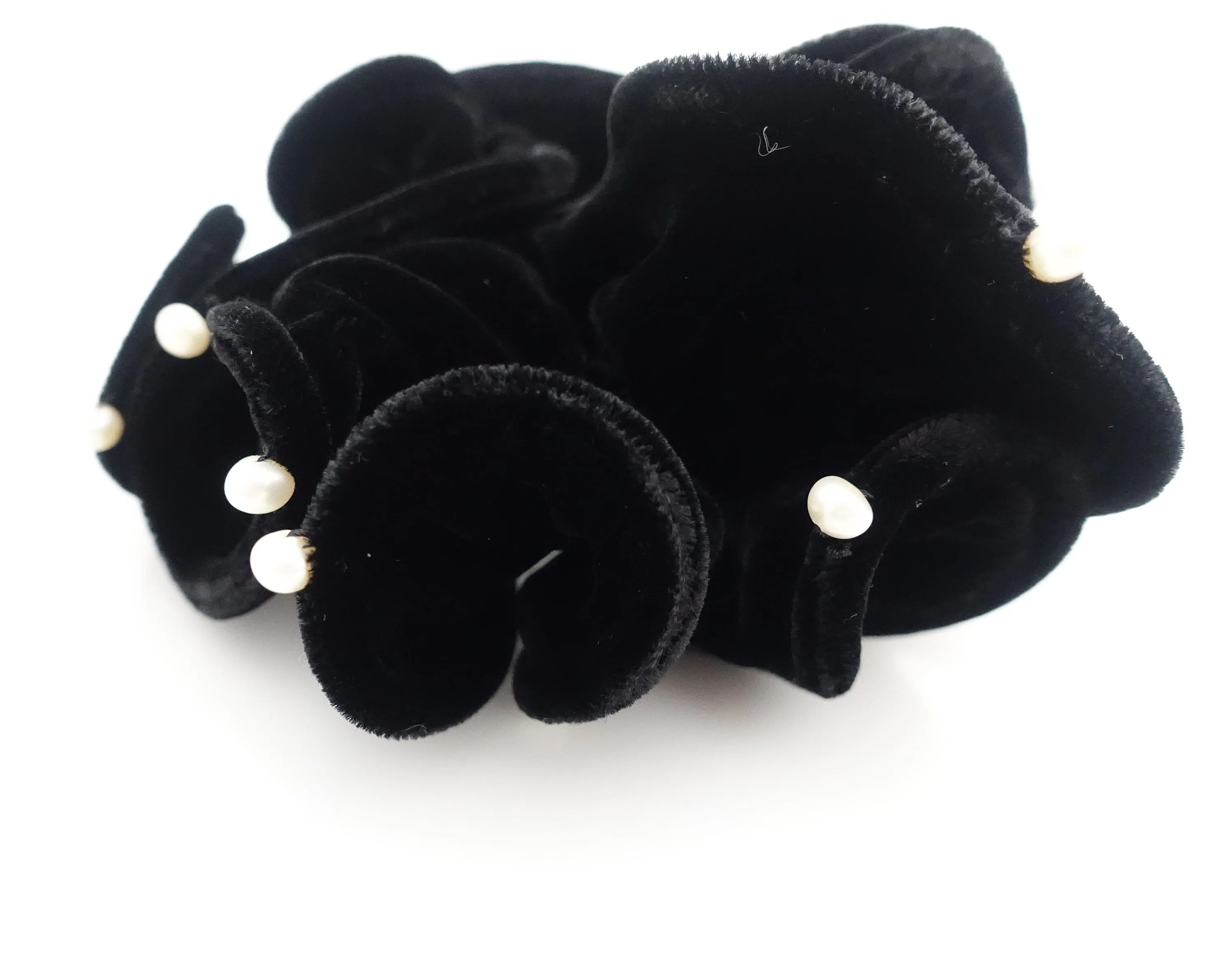 cultivated pearl silk velvet scrunchies soft luxury style hair scrunchy black hair elastic women hair accessory