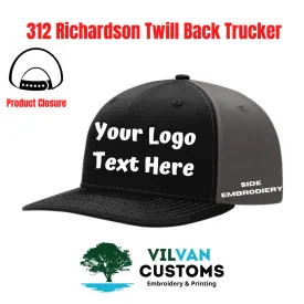 Custom Embroidery, 312 Richardson Twill Back Trucker Hats