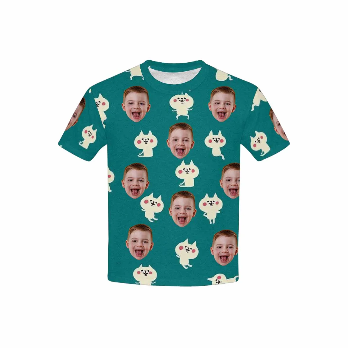 Custom Face Cat Kid's All Over Print T-shirt