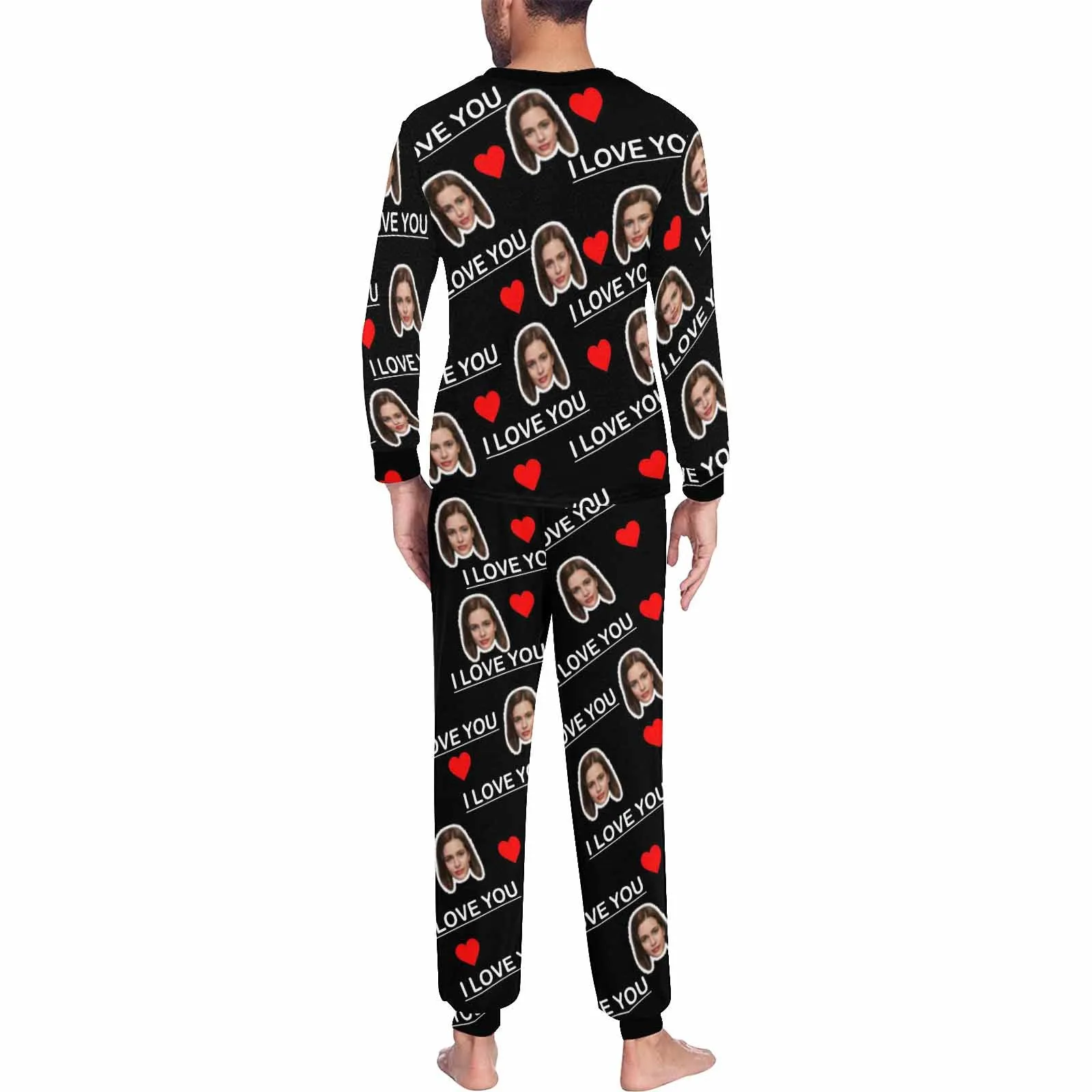 Custom Face I Love You Men's Long Pajama Set