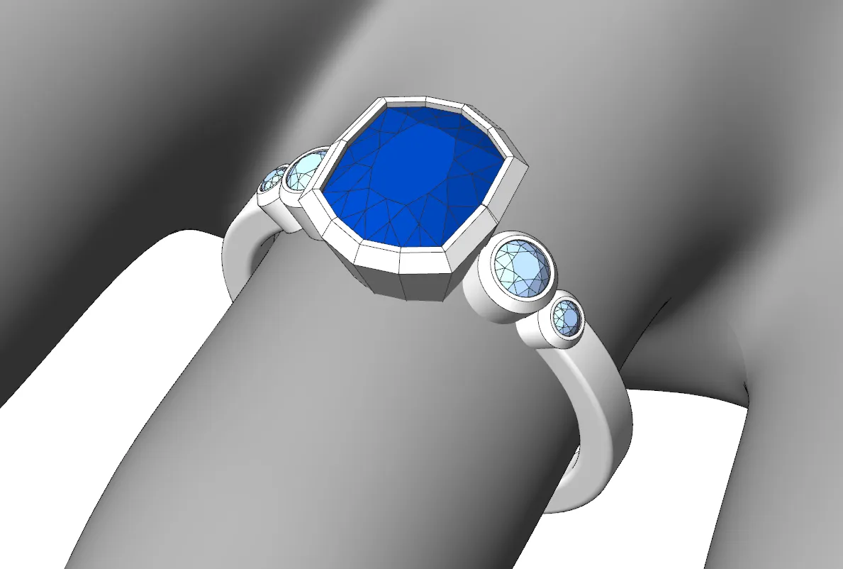 Custom Listing for Maxine - Sapphire & Diamond Multi Bezel Ring