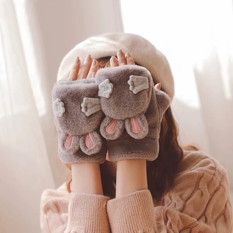 Cute Bunny Ears Plush Gloves