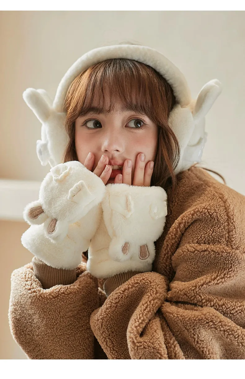 Cute Bunny Ears Plush Gloves