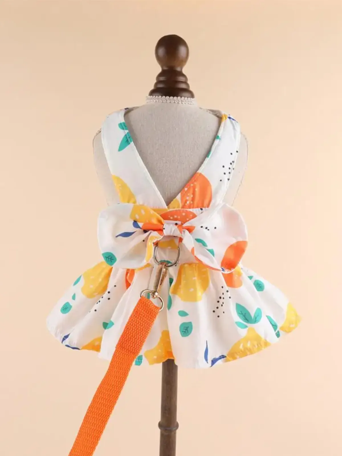 Cute Dog Dress and Leash Set with Bowknot