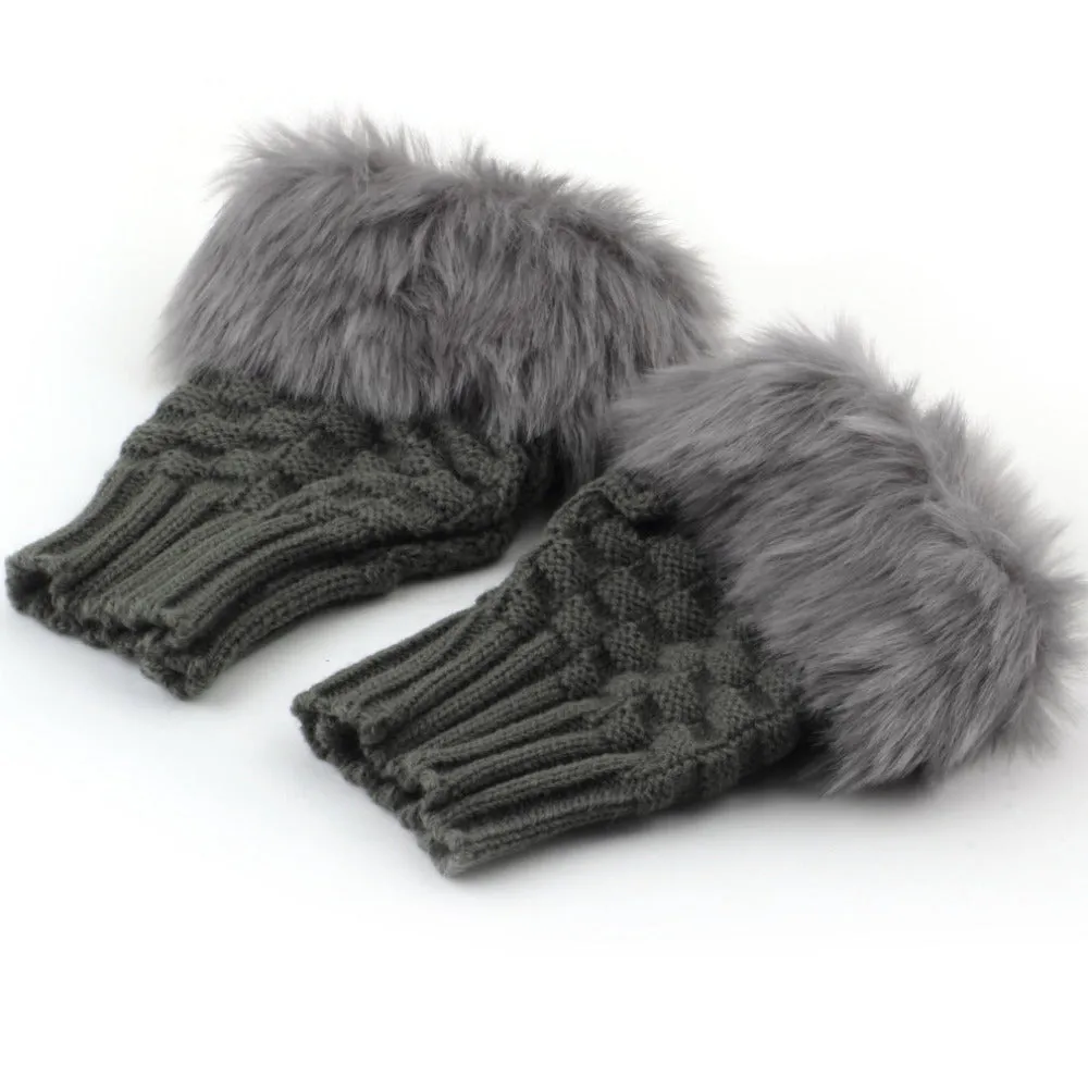 Cute Faux Fur Fingerless Gloves