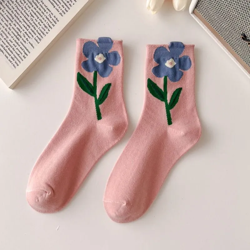 Cute Flowers Candy Color Socks