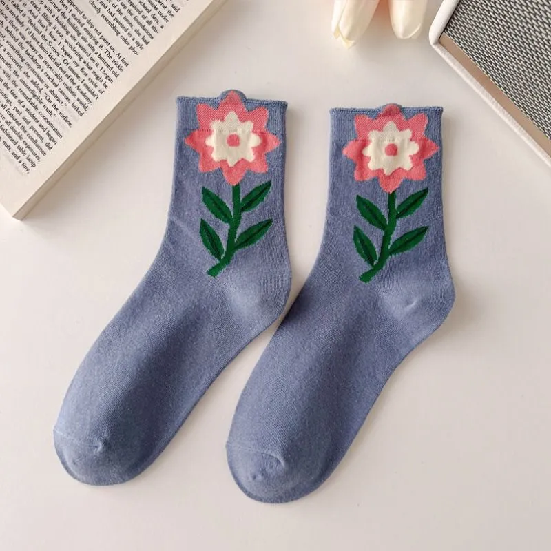 Cute Flowers Candy Color Socks