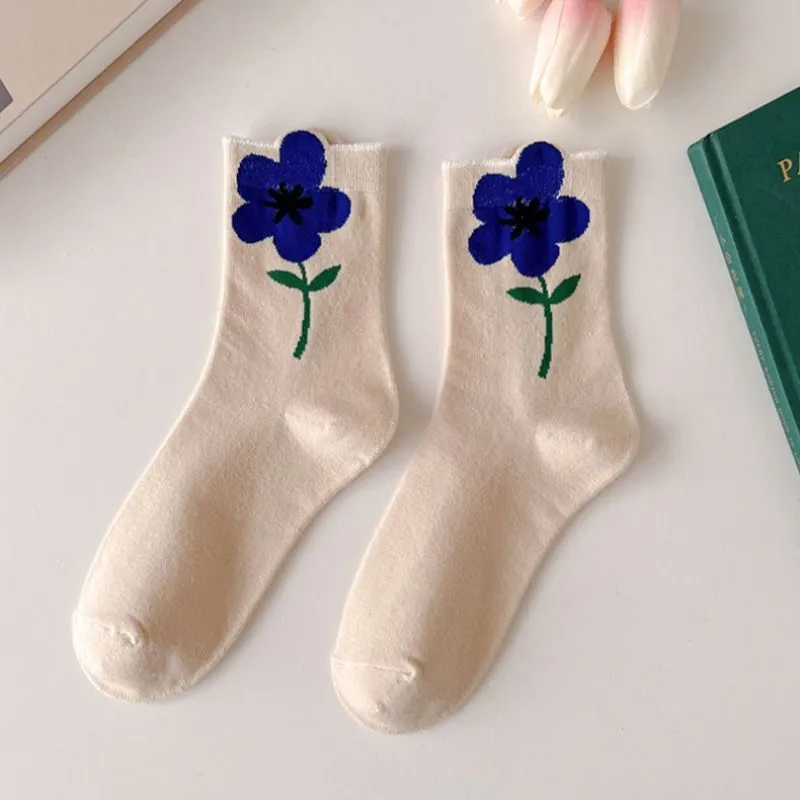 Cute Flowers Candy Color Socks