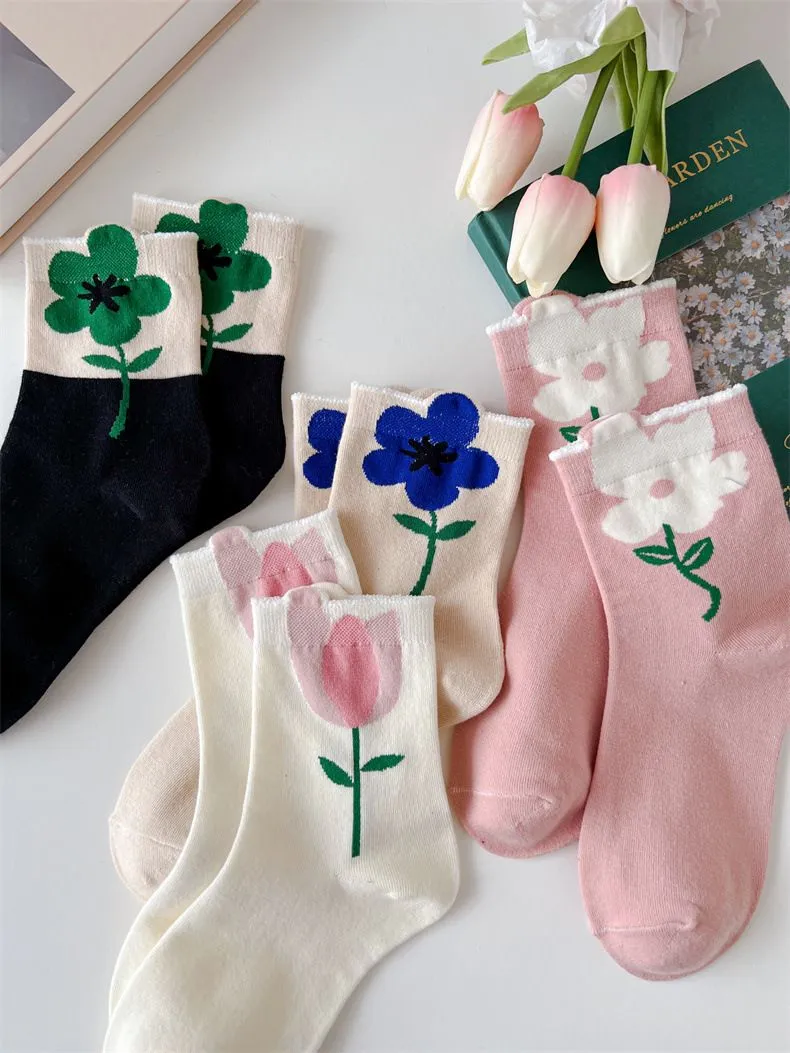 Cute Flowers Candy Color Socks