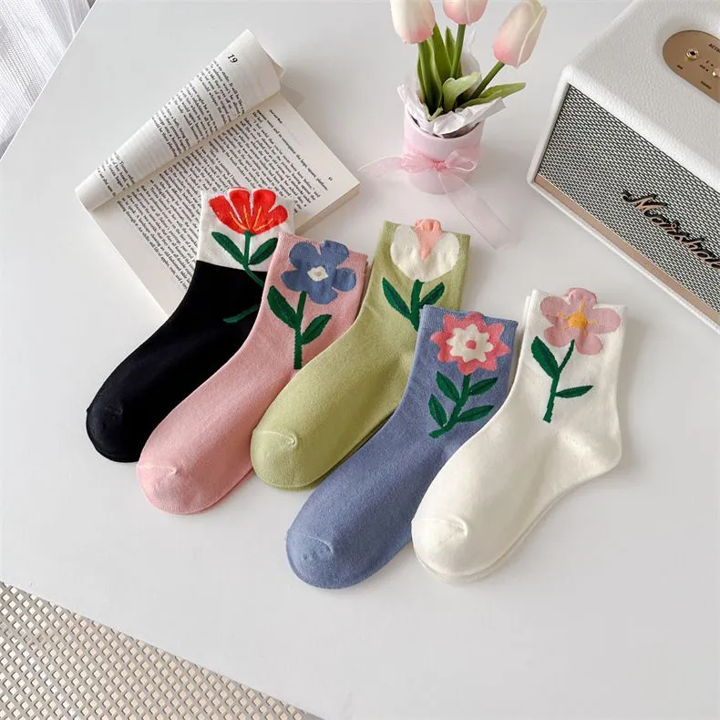 Cute Flowers Candy Color Socks