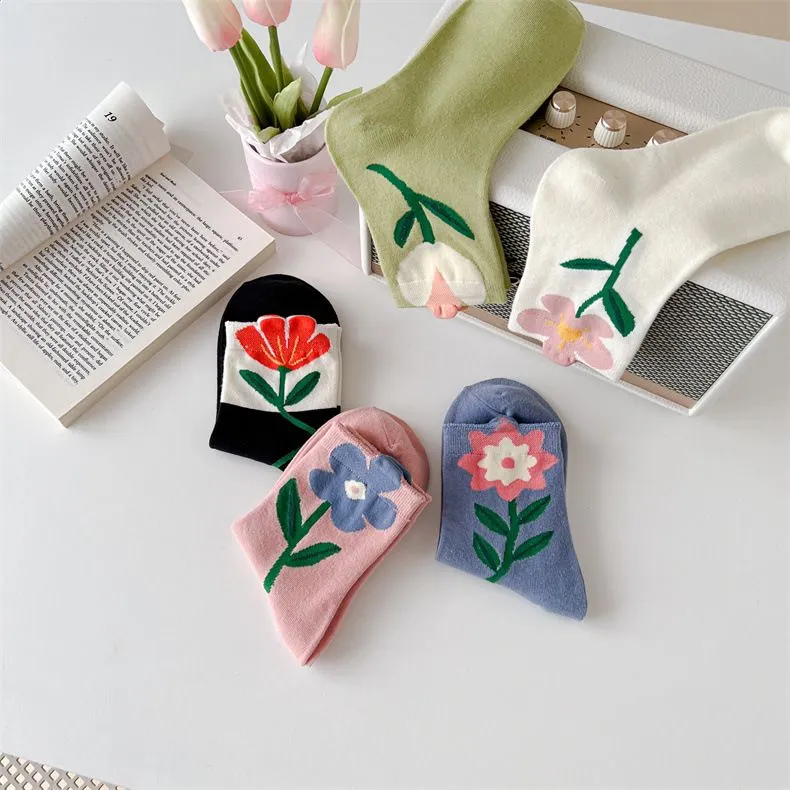 Cute Flowers Candy Color Socks