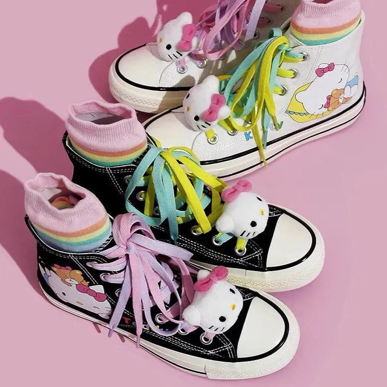 Cute Kawaii Cat High Top Canvas