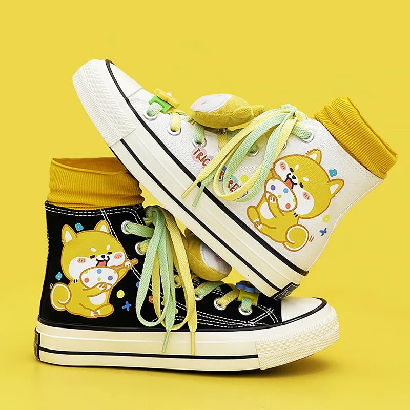 Cute Kawaii Shiba Inu Dog High Top Canvas