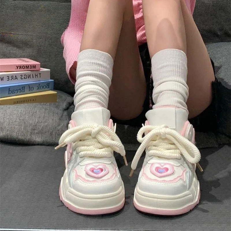 Cute Pink Heart Sneakers LY4179