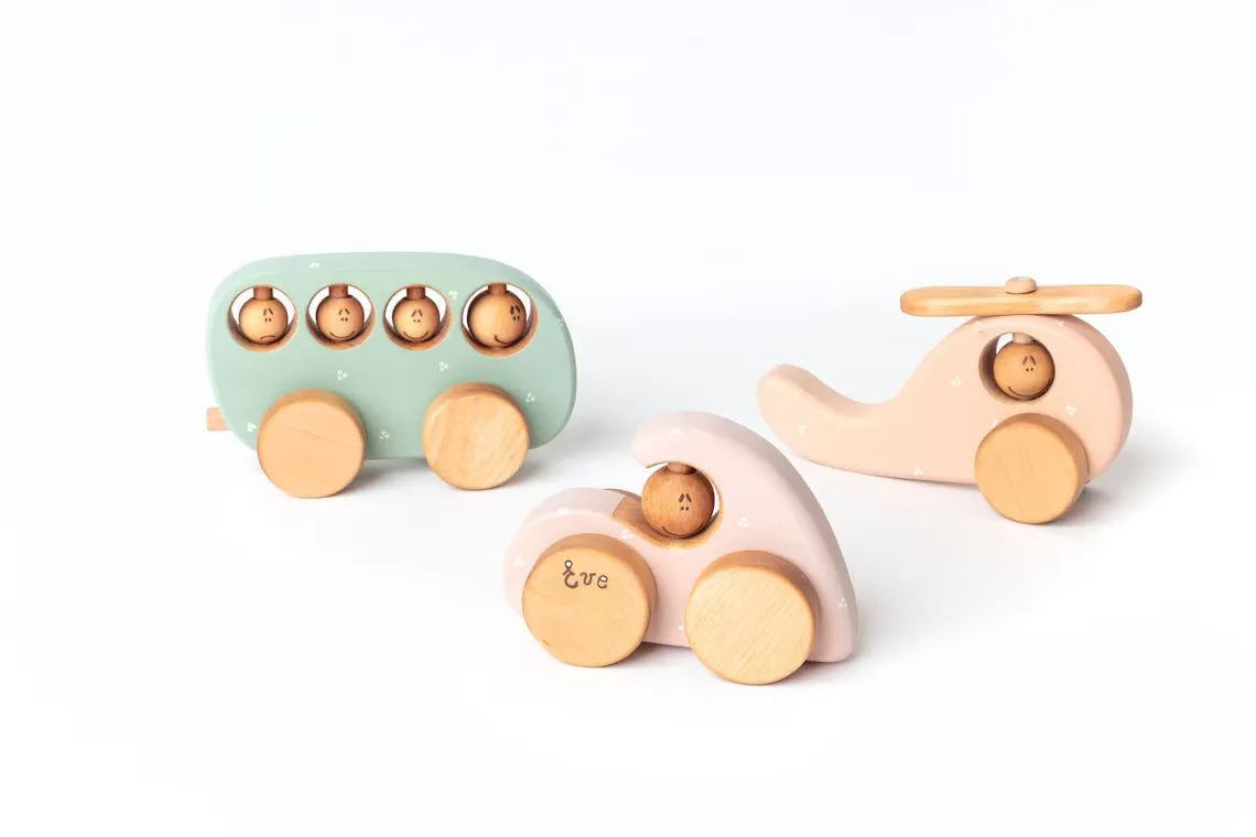 Cute Wooden Pink Beetle Car Toy