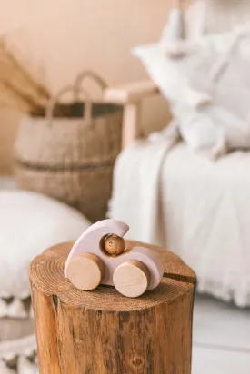 Cute Wooden Pink Beetle Car Toy