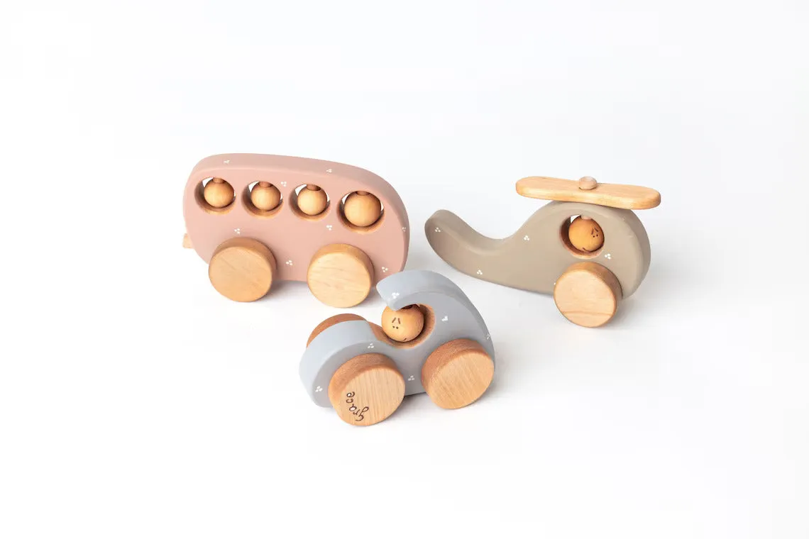 Cute Wooden Pink Beetle Car Toy