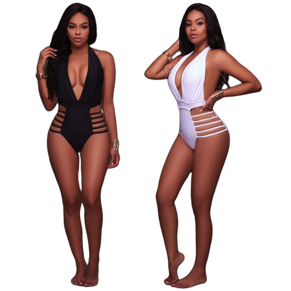 Cutout Sides Backless Triangle One-Piece Swimsuits