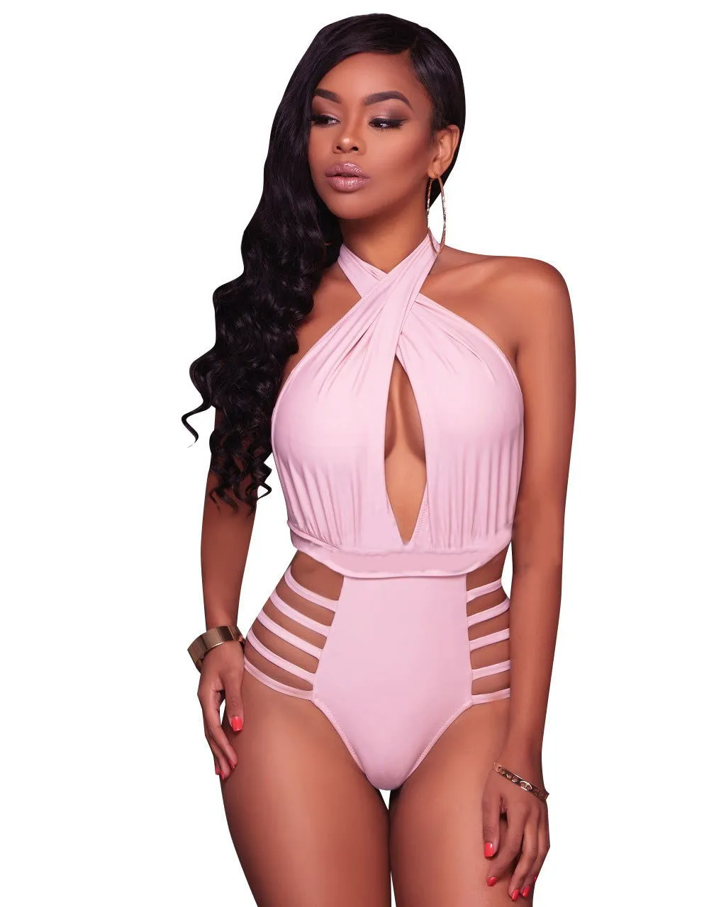 Cutout Sides Backless Triangle One-Piece Swimsuits