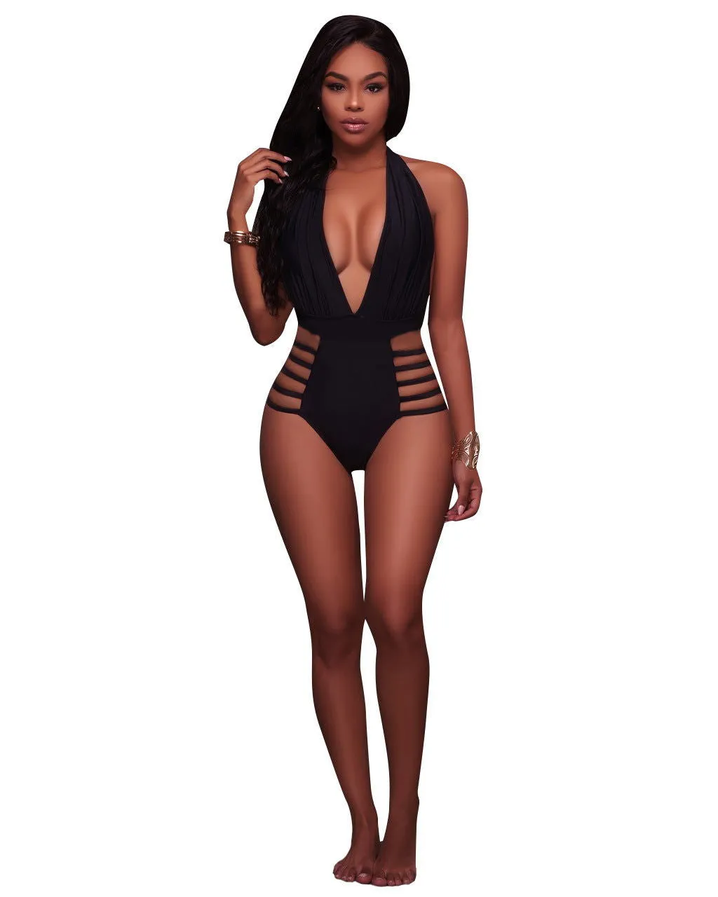 Cutout Sides Backless Triangle One-Piece Swimsuits