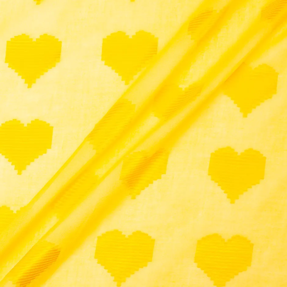 Daffodil Yellow Heart Jacquard Voile (A 3m Piece)