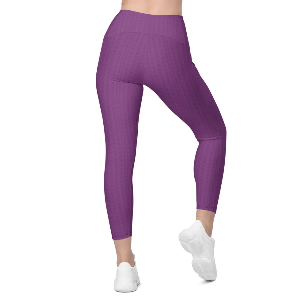 Dahlia Purple High Waisted Leggings with Pockets