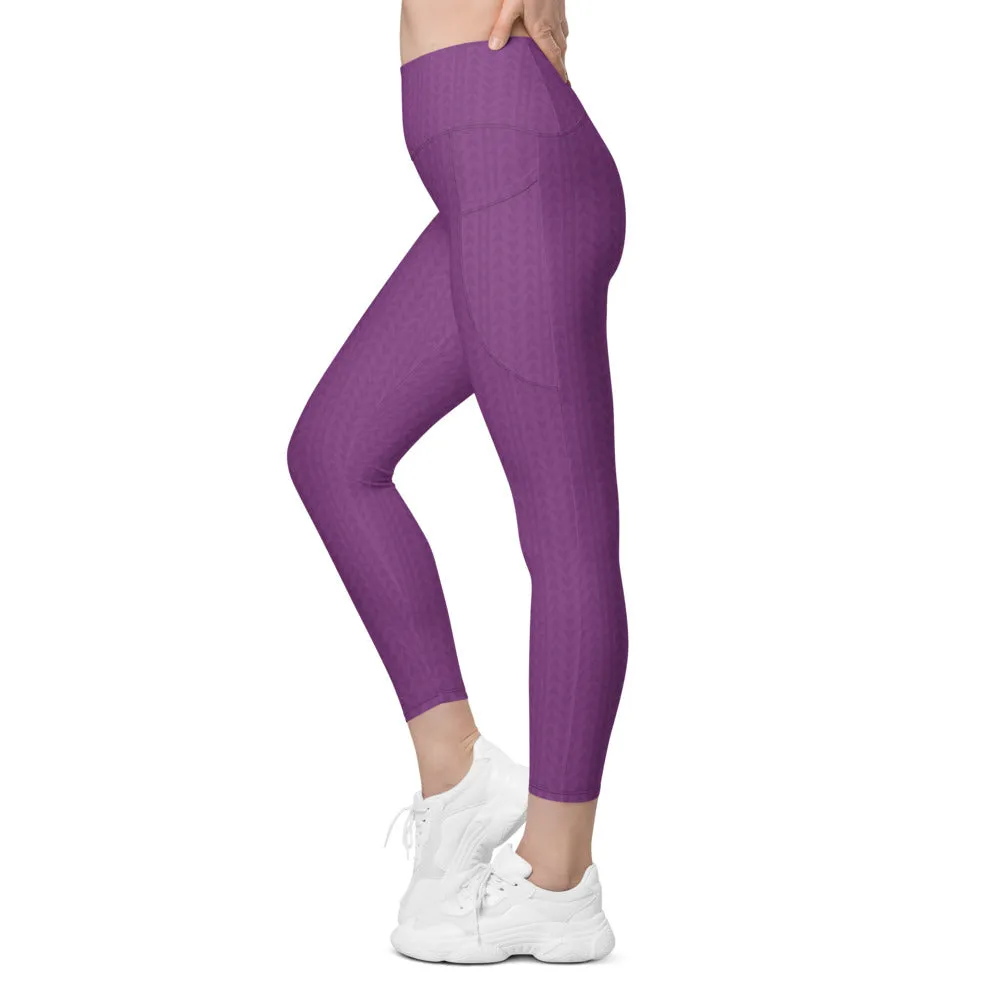 Dahlia Purple High Waisted Leggings with Pockets